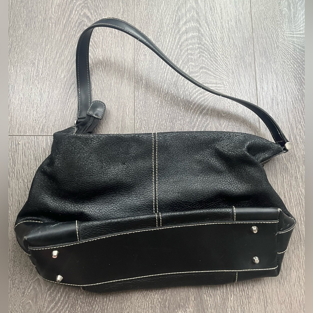 Black Faux Leather Shoulder Bag